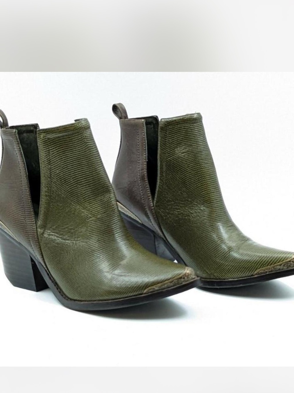 Jeffrey Campbell Green and Brown Cromwell Booties